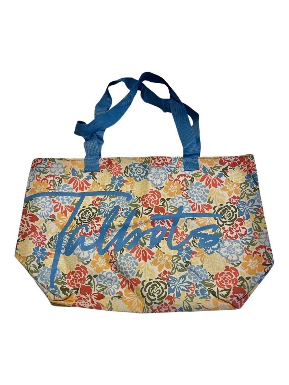 Talbots Tote Bag Womens Large Floral Canvas Blue Handles Multicolor Market